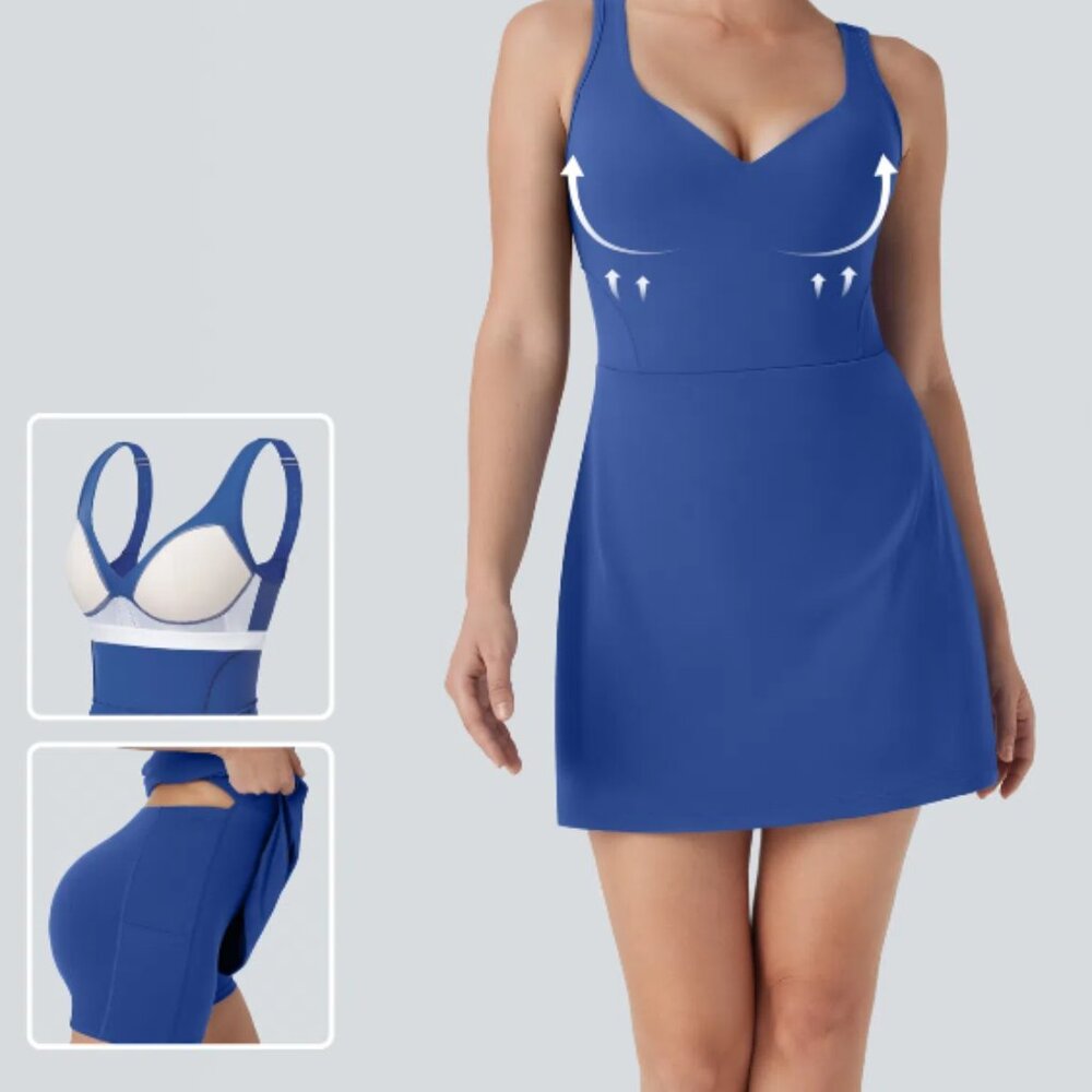 NWT Halara Softlyzero Plush Active Dress – L (12/14) in Blue